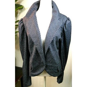 Ryegrass Blazer/Jacket Blue Striped One Button/Lined Women's 24W-NWT RTL$120